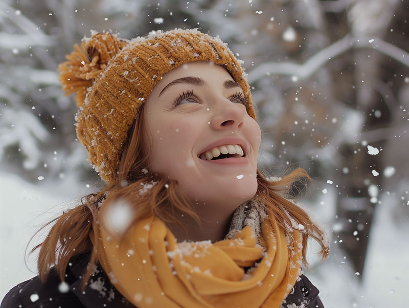 Woman outside in the snow